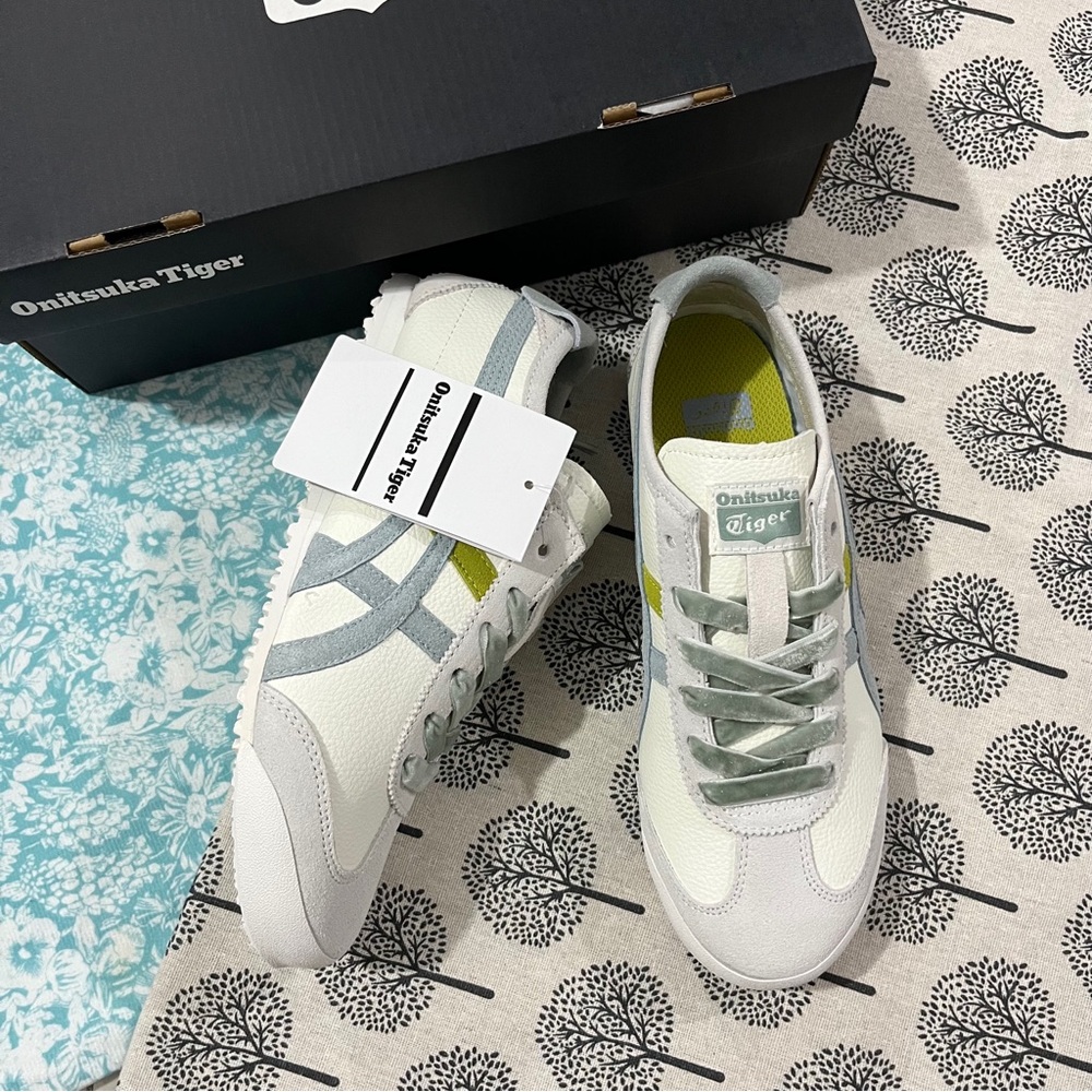 Onitsuka Tiger by Asics Women's White & Light Green Retro Sneakers